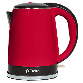 Чайник DELTA DL-1370 пластик, двойная стенка,красн с черным 2200 Вт, 1,8л